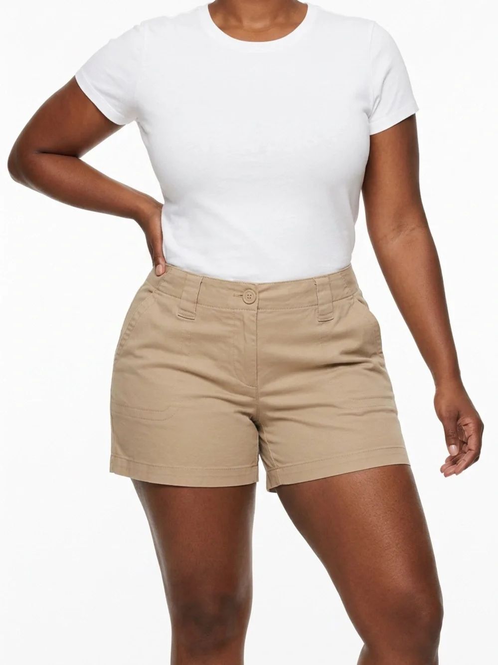 NEW YORK & COMPANY | Classic Mid-Rise Tan Manhattan Chino Shorts Women’s Size 10